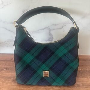 Dooney & Bourke Green and Blue Plaid Hobo Bag